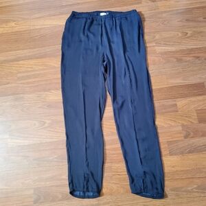 Hello Nite Satin Pajama Lounge Pants Navy Blue Pull On Sleepwear Size S NWT